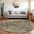 8' Gray Charcoal And Silver Round Oriental Washable Indoor Outdoor Area Rug