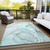 10' X 14' Teal Abstract Washable Non Skid Indoor Outdoor Area Rug