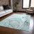 10' X 14' Teal Abstract Washable Non Skid Indoor Outdoor Area Rug