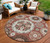 8' Orange Taupe And Gray Round Floral Medallion Washable Indoor Outdoor Area Rug