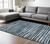 7' X 10' Teal And Ivory Striped Distressed Area Rug