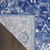 8' Ivory Navy Blue and Beige Floral Medallion Distressed Non Skid Runner Rug
