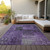 8' X 10' Eggplant Purple And Charcoal Patchwork Washable Indoor Outdoor Area Rug