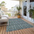 8' X 10' Teal Damask Washable Non Skid Indoor Outdoor Area Rug