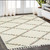 5' X 8' Gray Ivory And Tan Diamond Shag Area Rug With Fringe