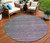 8' Purple And Lime Green Round Striped Washable Indoor Outdoor Area Rug