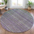 8' Purple And Lime Green Round Striped Washable Indoor Outdoor Area Rug