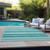 8' X 10' Aqua Striped Washable Indoor Outdoor Area Rug