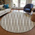 8' Taupe Beige And Ivory Round Geometric Washable Indoor Outdoor Area Rug