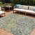 8' X 10' Olive Green And Gray Abstract Washable Indoor Outdoor Area Rug