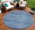 8' Denim Blue And Sky Blue Round Abstract Washable Indoor Outdoor Area Rug