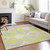 3' X 5' Yellow Mint Green And Beige Ogee Washable Indoor Outdoor Area Rug