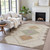 8' X 10' Brown Copper And Fern Green Geometric Washable Indoor Outdoor Area Rug