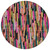 8' Pink Black And Green Round Striped Washable Indoor Outdoor Area Rug