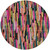 8' Pink Black And Green Round Striped Washable Indoor Outdoor Area Rug