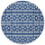 8' Navy Blue And Ivory Round Geometric Washable Indoor Outdoor Area Rug