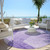 8' Purple And Ivory Round Abstract Washable Indoor Outdoor Area Rug