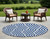 8' Round Navy and White Round Geometric Washable Non Skid Indoor Outdoor Area Rug