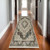 8' Beige Rust And Blue Medallion Runner Rug With Fringe