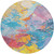 8' Blue Yellow Pink And Orange Round Abstract Washable Indoor Outdoor Area Rug