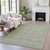 3' X 5' Sage And Ivory Striped Washable Indoor Outdoor Area Rug
