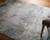 8' X 11' Ivory Gray and Blue Abstract Power Loom Area Rug With Fringe