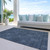5' X 8' Blue And Navy Blue Floral Washable Indoor Outdoor Area Rug