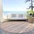 8' Salmon Gray And Ivory Round Geometric Washable Indoor Outdoor Area Rug