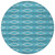 8' Teal Blue Gray And Ivory Round Geometric Washable Indoor Outdoor Area Rug