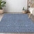 8' X 10' Navy Blue And Ivory Geometric Washable Indoor Outdoor Area Rug