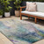 10' X 14' Beige Blue and Gray Abstract Washable Non Skid Indoor Outdoor Area Rug