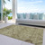 8' X 10' Brown Beige And Artichoke Green Floral Washable Indoor Outdoor Area Rug