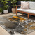 10' X 14' Brown and Gray Abstract Washable Non Skid Indoor Outdoor Area Rug