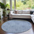 8' Sky Blue And Blue Round Floral Washable Indoor Outdoor Area Rug