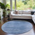 8' Denim Blue And Sky Blue Round Abstract Washable Indoor Outdoor Area Rug