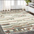5' X 8' Tan Gray And Ivory Abstract Shag Distressed Area Rug With Fringe