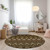 8' Brown Beige And Artichoke Green Round Southwestern Washable Indoor Outdoor Area Rug