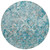 8' Teal Blue Gray And Charcoal Round Geometric Washable Indoor Outdoor Area Rug