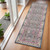 6' Ivory Pink And Gray Floral Distressed Runner Rug