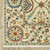 7' X 10' Ivory Blue And Orange Oriental Area Rug With Fringe