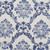 8' Ivory and Navy Blue Damask Distressed Round Rug