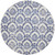8' Ivory and Navy Blue Damask Distressed Round Rug