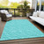 5' X 8' Turquoise Geometric Washable Non Skid Indoor Outdoor Area Rug