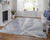 6' X 9' Ivory and Blue Abstract Hand Knotted Worn Faded Area Rug