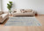 6' X 9' Ivory and Blue Abstract Hand Knotted Worn Faded Area Rug