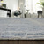 6' X 9' Ivory and Blue Abstract Hand Knotted Worn Faded Area Rug