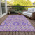 3' X 5' Lavender Lilac And Gray Floral Washable Indoor Outdoor Area Rug