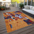 8' X 10' Copper Gray And Burgundy Abstract Washable Indoor Outdoor Area Rug