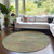 8' Artichoke Green Fern Green And Gold Round Abstract Washable Indoor Outdoor Area Rug