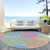 8' Purple Green And Aqua Round Geometric Washable Indoor Outdoor Area Rug